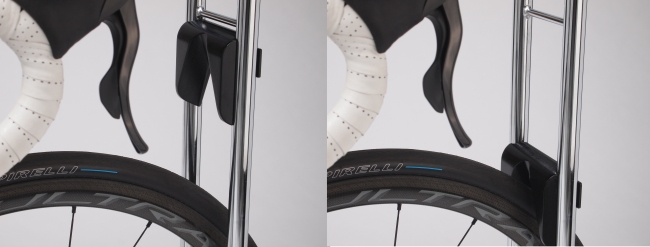 調節可能な樹脂パーツ（特許出願中）で自転車を完璧に保管できる