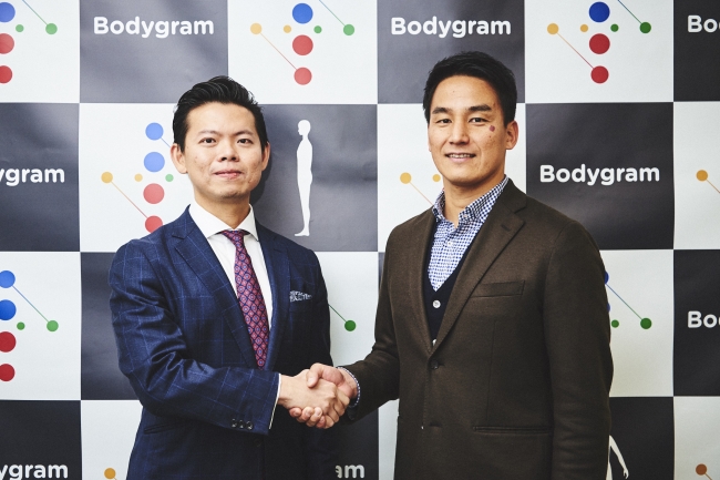 左：Bodygram CEO Jin Koh (ジン・コー) 氏, 右：Bodygram 公式アンバサダー 松田丈志氏
