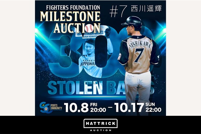スポーツチーム公認オークション「HATTRICK」、西川遥輝選手通算300盗塁達成記念 北海道日本ハムファイターズ マイルストーン・オークションを開催！