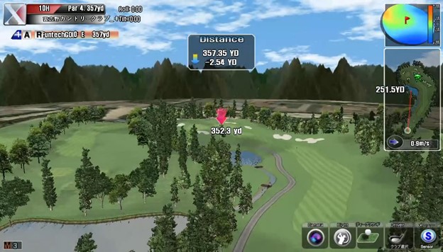 【Swin-Go】シミュレーションゴルフ画面　国内の実在するコースを手軽にラウンドできます。