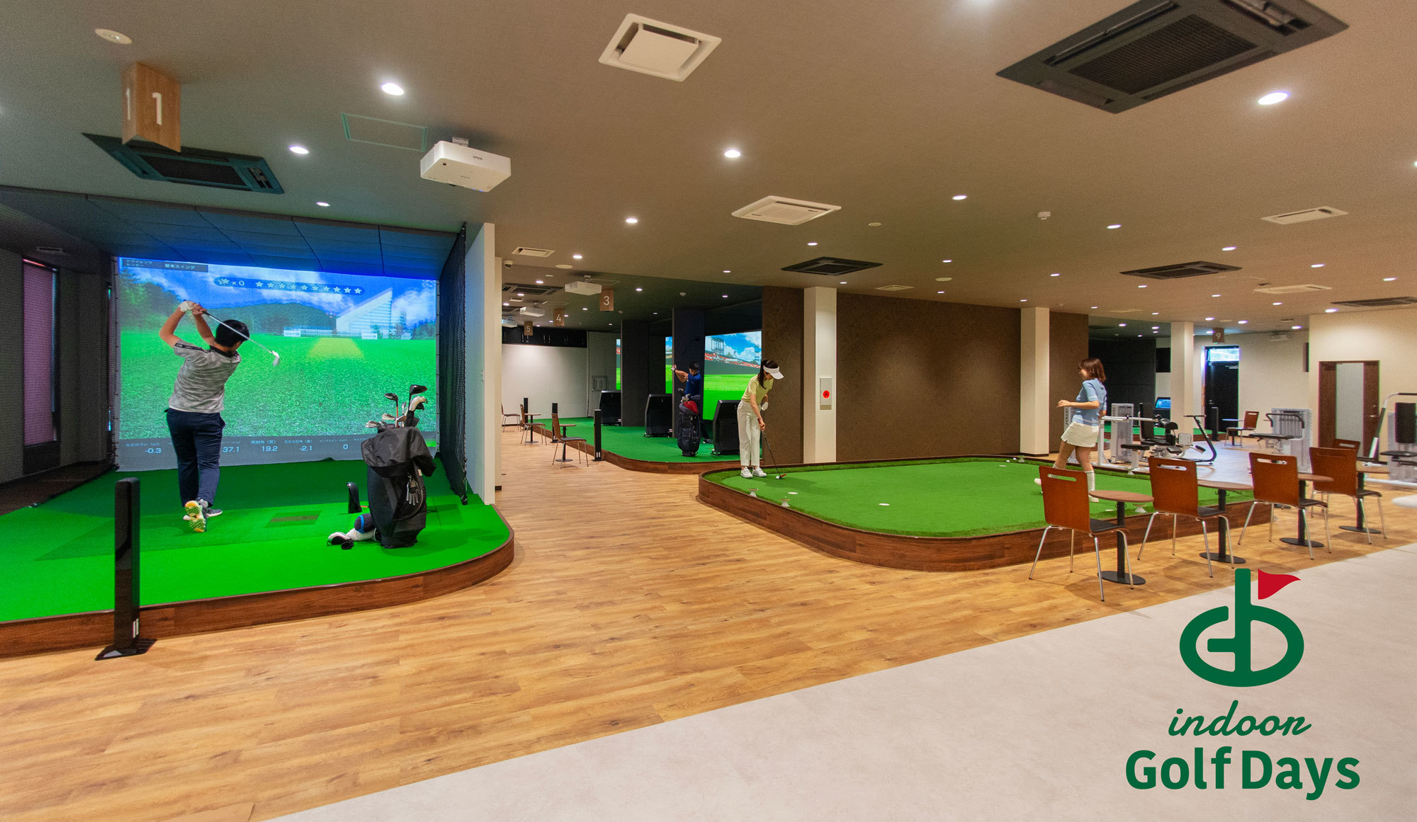 静岡県最大級の11打席完備！室内シミュレーションゴルフ練習場
インドア Golf Days 8月10日(木)にオープン！