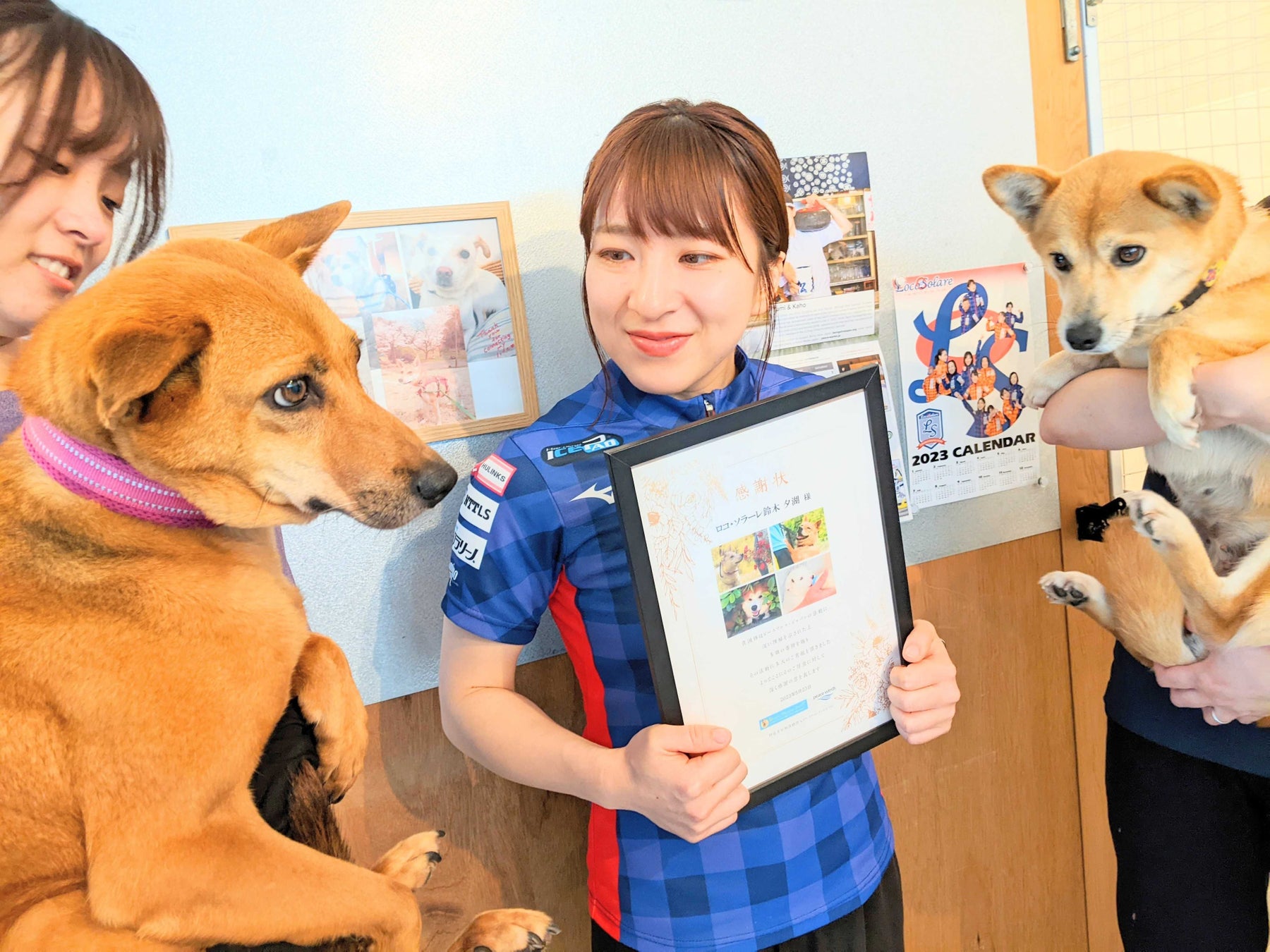 ロコ・ソラーレ鈴木夕湖選手が世界のチャリティカレンダーを通じてピースワンコ・ジャパンの保護犬を支援
