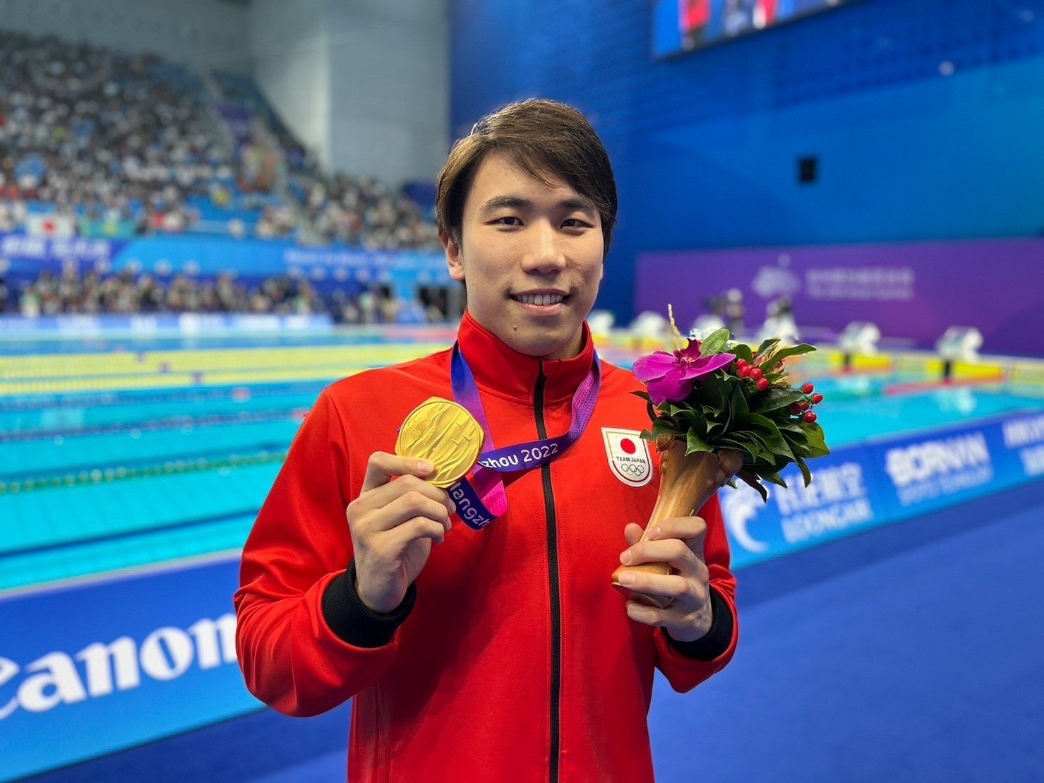 競泳 松元克央選手「アジア競技大会 杭州2022」100ｍバタフライで金メダル獲得！