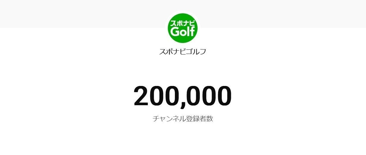 YouTube「スポナビGolf」が登録者数20万人を達成