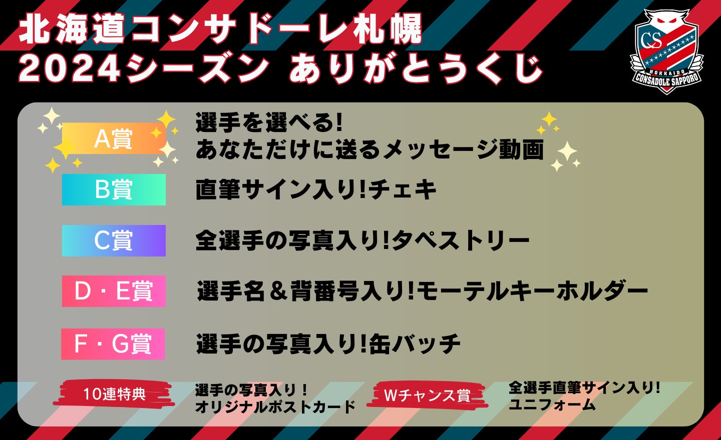 はずれなしで限定グッズやコンテンツが必ず⼿に⼊る！ぴあのオンラインくじサービス「Pickzy（ピクジー）」にて「北海道コンサドーレ札幌2024シーズンありがとうくじ」の販売が決定！