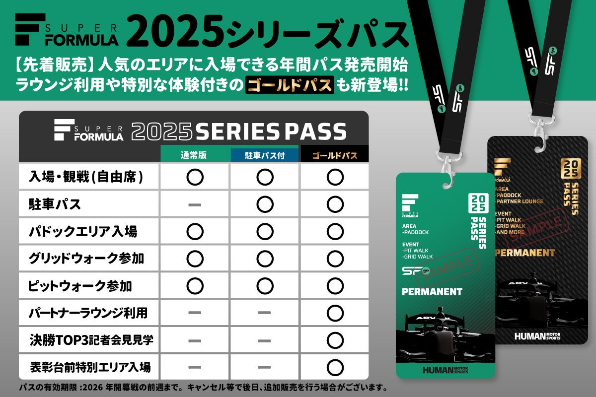 SUPER FORMULA「2025 シリーズパス」発売のお知らせ＜先着ペア5組限定のプレミアムなパスも新登場！＞