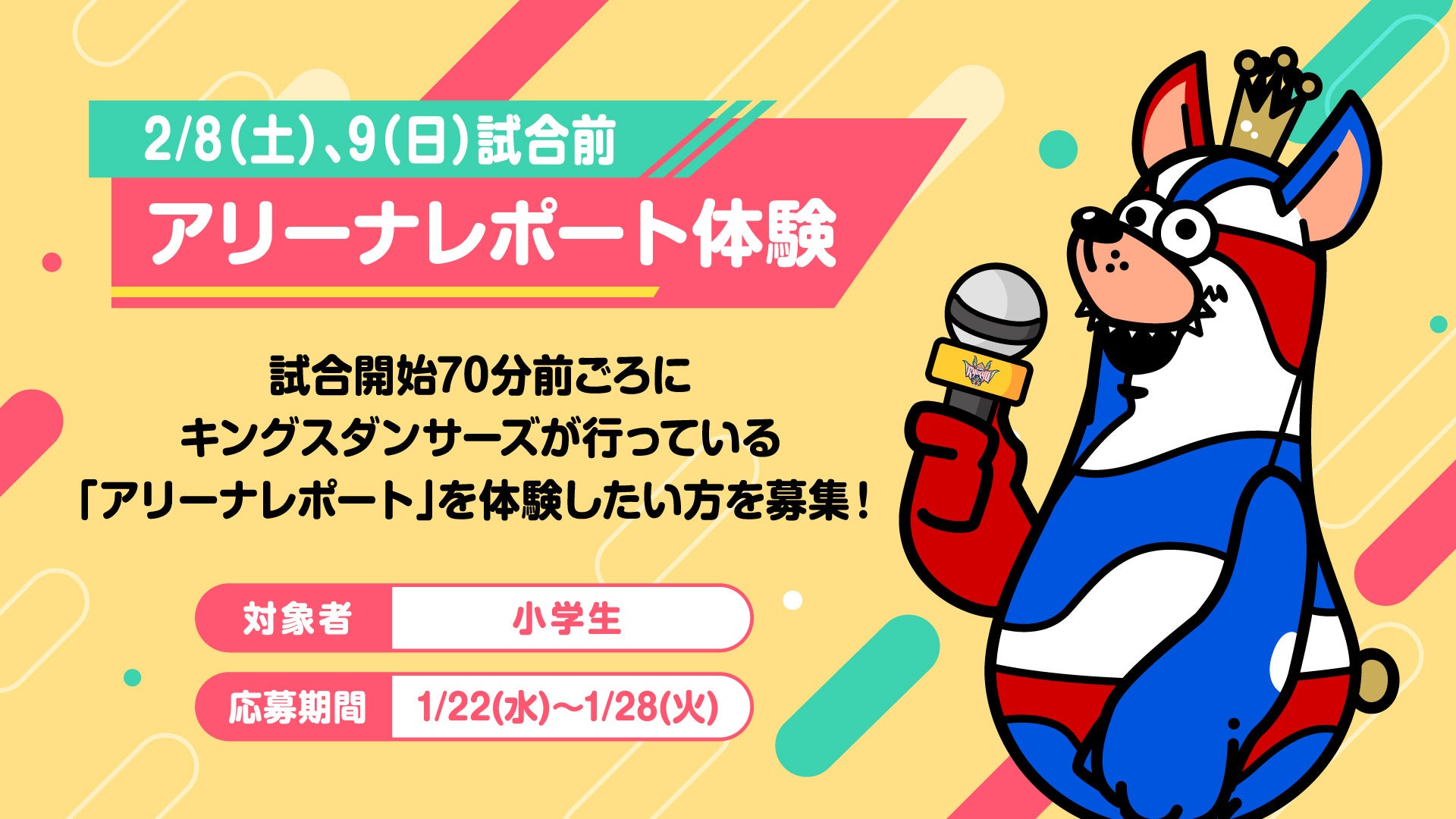 2/8(土),9(日)「わくわくキッズデー」アリーナレポート体験参加者募集！！