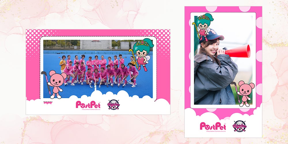 アララ、「PostPet」のキャラクター・モモを起用した女子フィールドホッケーチーム「ソニーHC BRAVIA Ladies」応援ARフォトフレームを制作