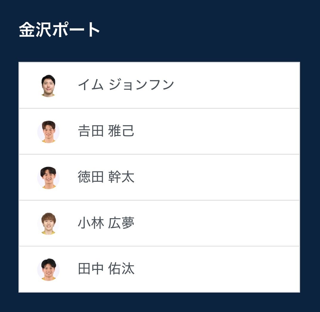 ノジマＴリーグ 2025-2026シーズン 公式戦 11月15日(土)開催 金沢ポート vs T.T彩たま　ベンチ入り選手発表