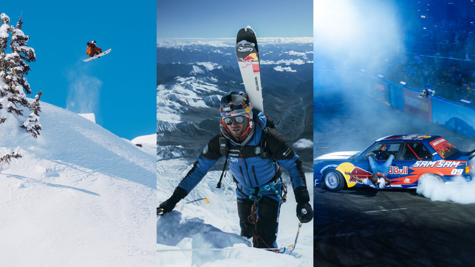 この冬観るべきレッドブルの映像作品 3選。スノーボード、登山＆スキー、モータースポーツ、極限の山から、南アフリカのストリートまで。あなたのリビングが、一瞬で世界の最前線に変わる。