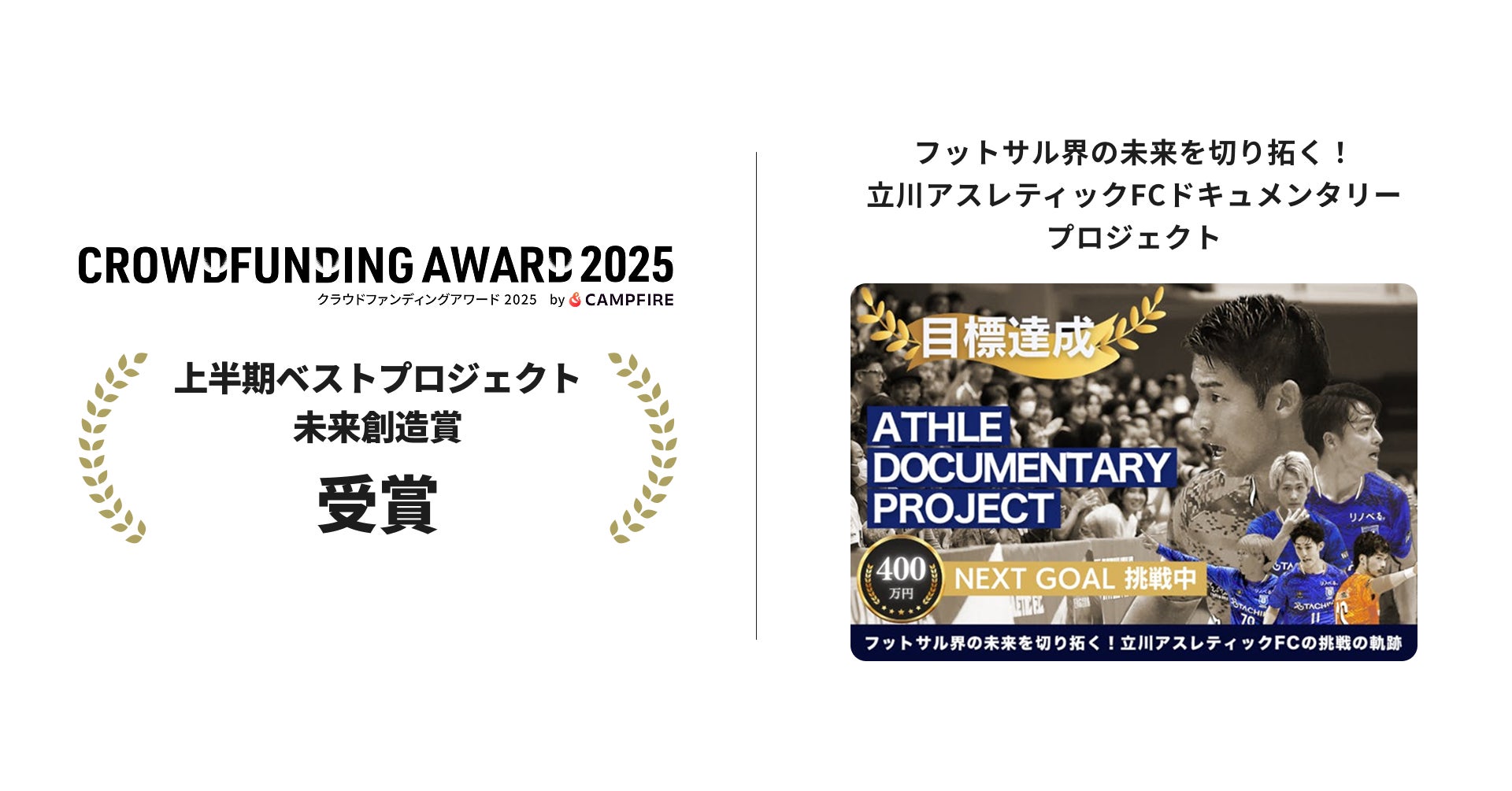 『クラウドファンディングアワード2025』【上半期ベストプロジェクト／スポーツ部門・未来創造賞】を受賞！