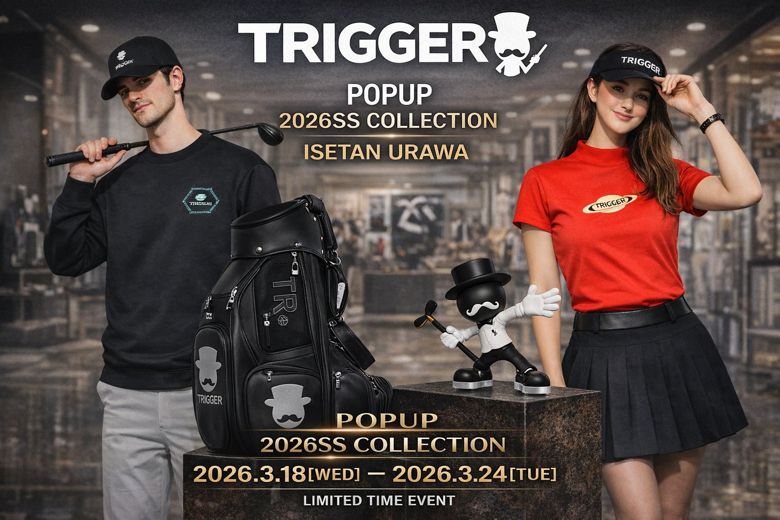 伊勢丹浦和店にゴルフアパレルブランド「 TRIGGER®︎（トリガー） 」が期間限定登場。春夏新作コレクションとアート作品を揃えPOPUP STORE開催。