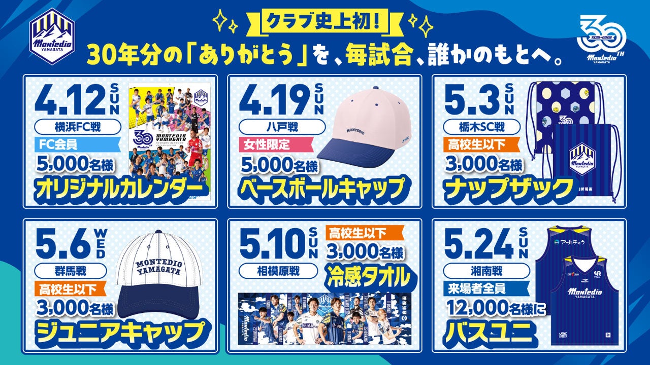 残る6試合も全試合、誰かのもとへ幸せを　モンテディオ山形　史上初！全ホームゲームで来場者プレゼントを実施！