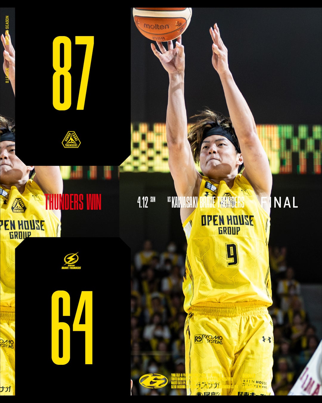 【群馬クレインサンダーズ：試合結果】4/12(日) vs 川崎ブレイブサンダース りそなグループ B.LEAGUE 2025-26シーズン