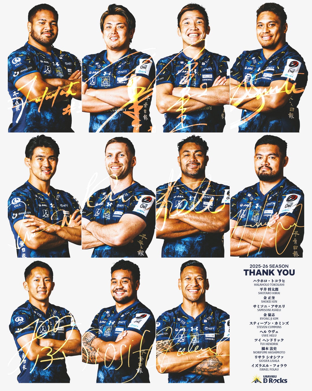 【2025-26シーズン】浦安D-Rocks退団選手のお知らせ