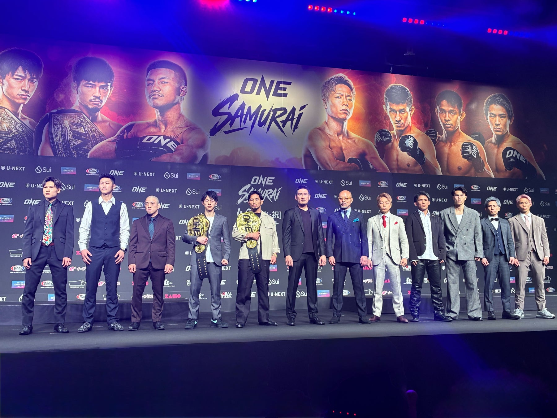 U-NEXT独占ライブ配信の『ONE SAMURAI』、初回大会を前にプレスカンファレンス＆オープンワークアウトを開催。武尊、ロッタンらが闘志むき出しのフェイスオフ