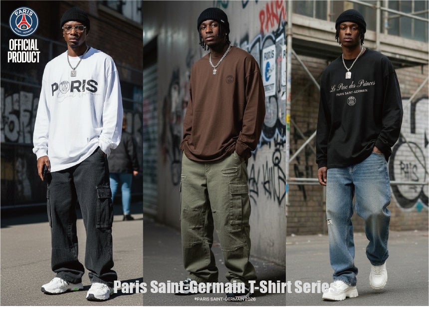 E-COMEGROUPより、パリ・サンジェルマン（PSG）のアイコニックなロゴを配した最新ロングTシャツがリリース！！