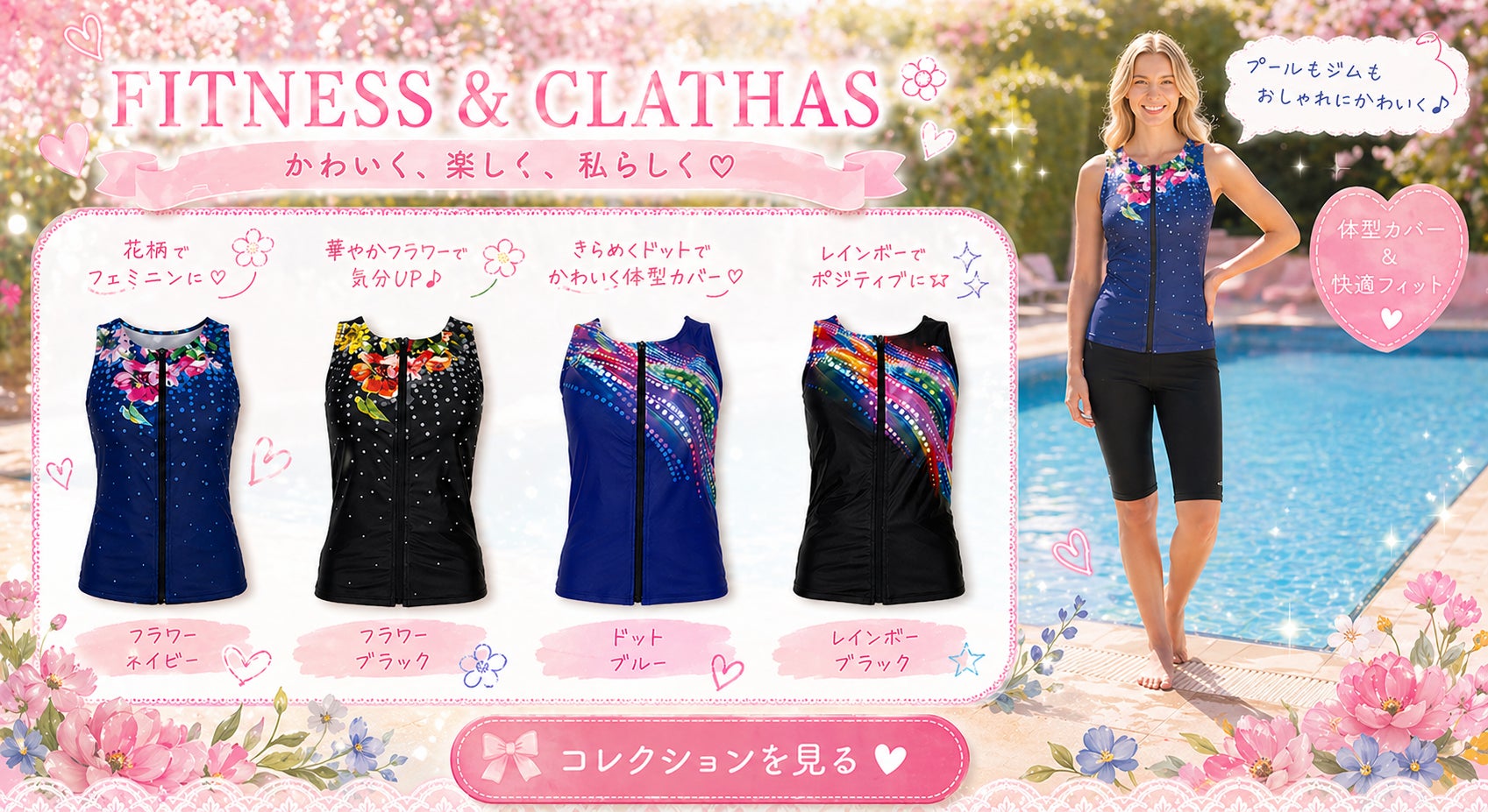 【ブランド初】CLATHASから待望のフィットネス水着が誕生！銀糸のカメリアが輝く「セパレート水着」新発売 上品な「カメリア」ロゴと美シルエット 大人の女性に向けた機能美あふれるスイムウェアが初展開