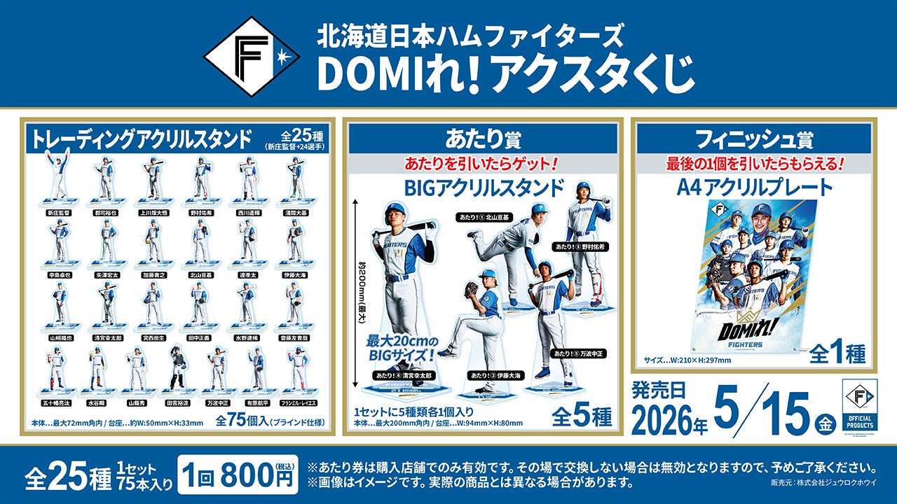 「北海道日本ハムファイターズ DOMIれ！アクスタくじ」発売のお知らせ