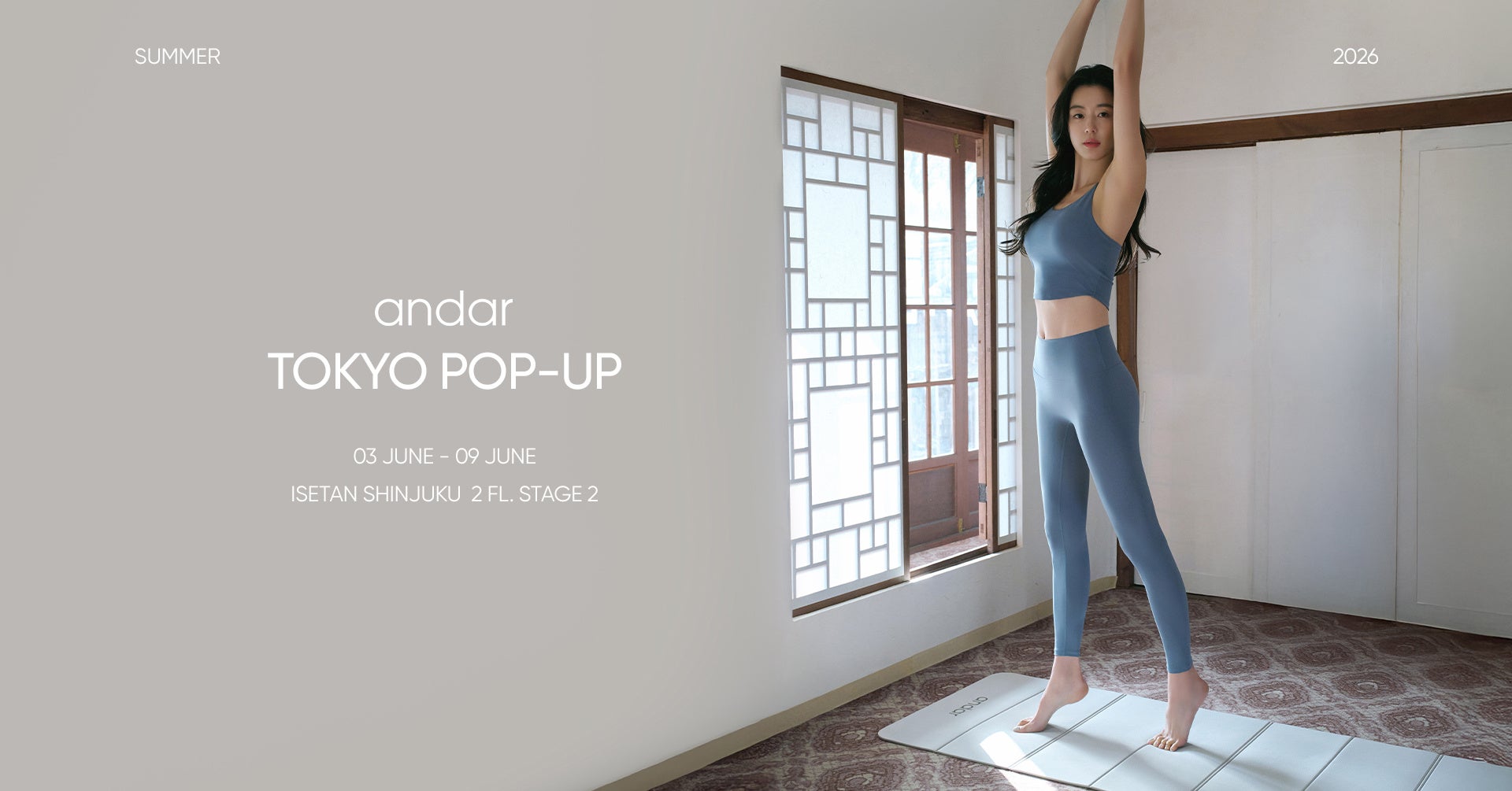 韓国No.1アスレジャーブランド・andar（アンダール）伊勢丹新宿店にて6月3日（水）から夏シーズンに向けたPOP-UP STOREを開催