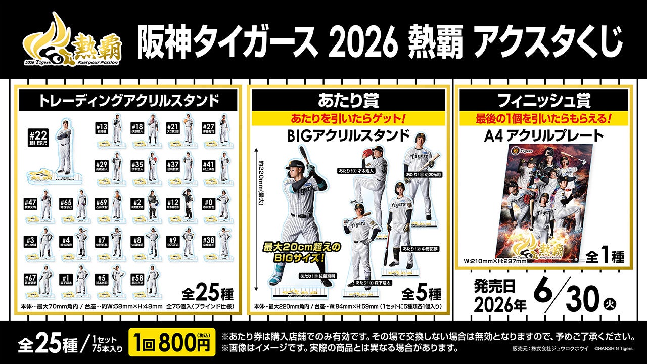 「阪神タイガース 2026 熱覇アクスタくじ」発売のお知らせ