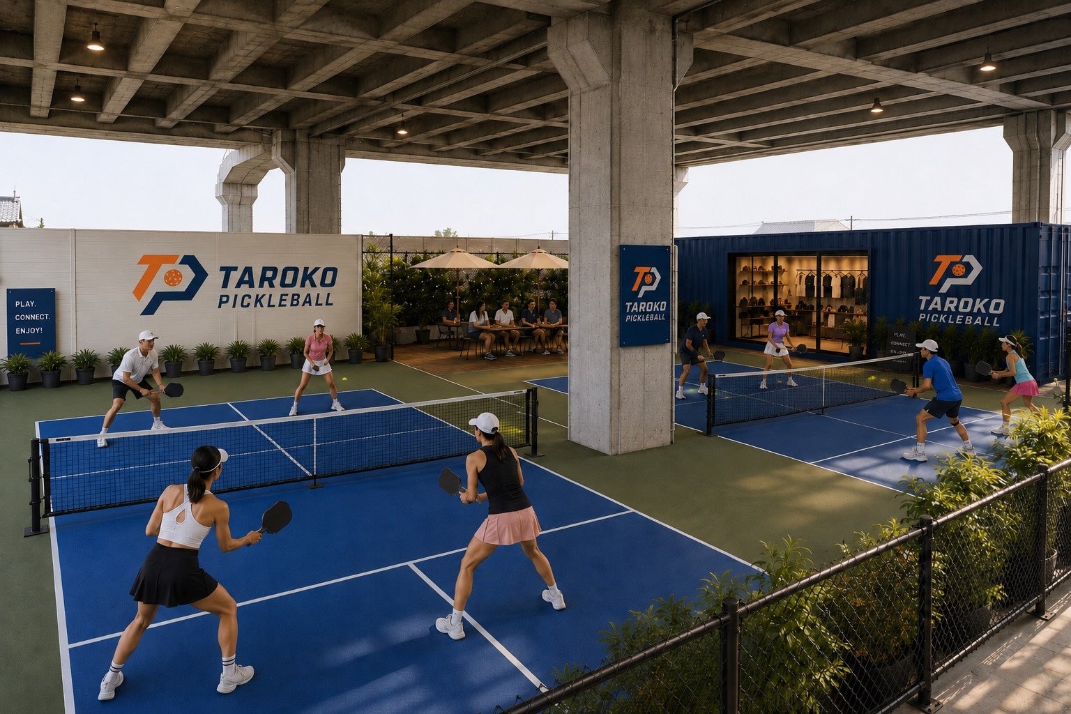 JR総武線の鉄道高架下に新たなスポーツ空間が誕生「TAROKO PICKLEBALL 下総中山」2026年10月下旬オープン