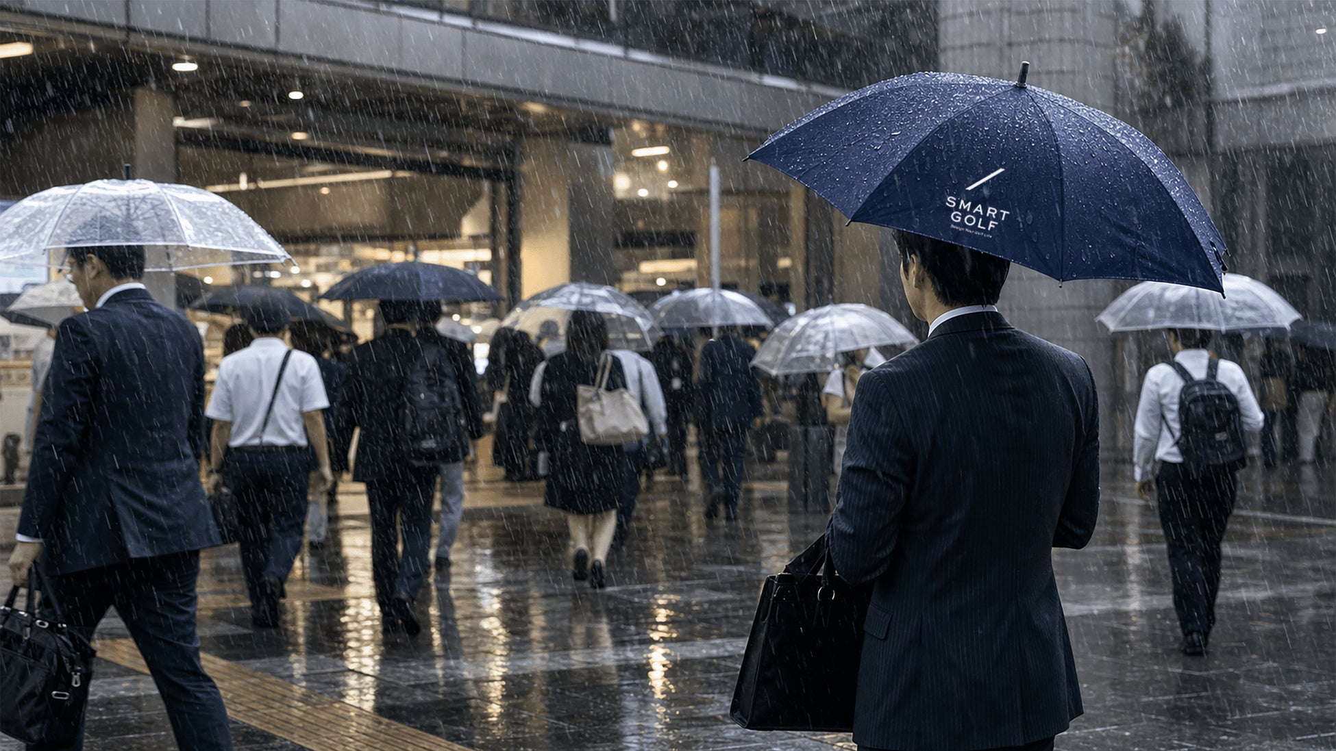 短時間強雨は約1.5倍、2026年夏は“猛暑×多雨”予想｜雨の日の「運動不足問題」に、駅前の傘配布で屋内ゴルフの選択肢を提案