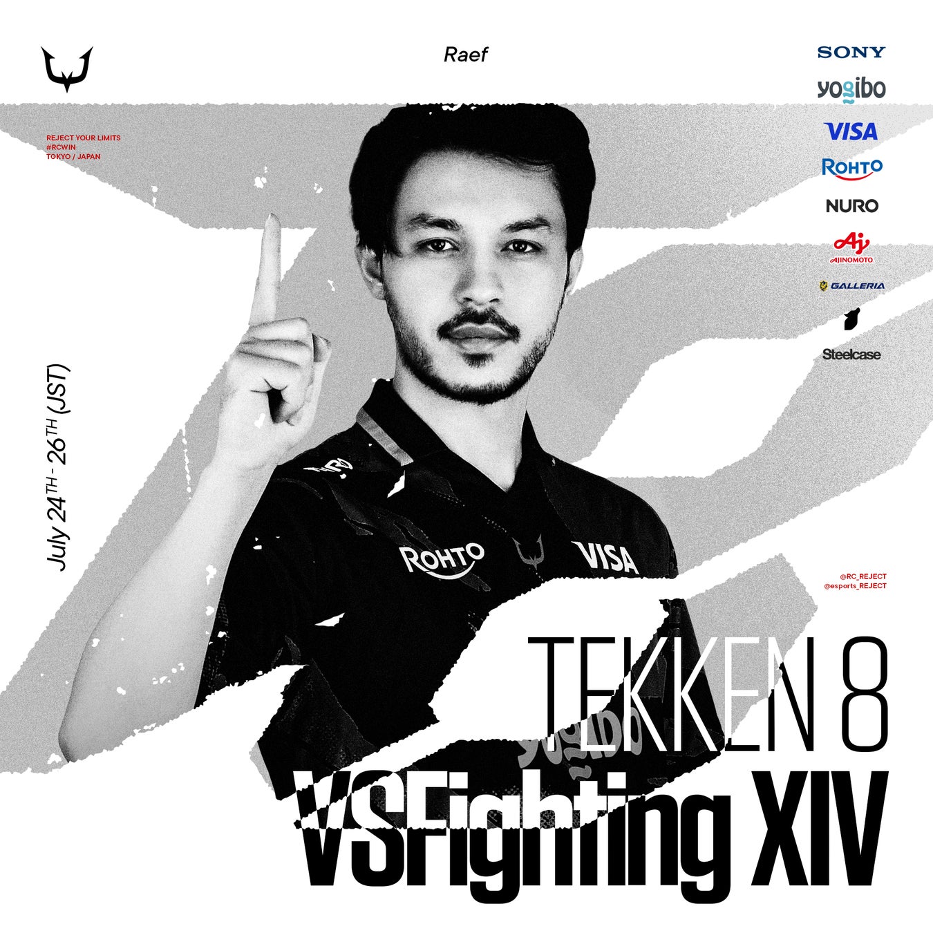 eスポーツチーム「REJECT」TEKKEN部門のRaefが『VSFighting XIV』に出場