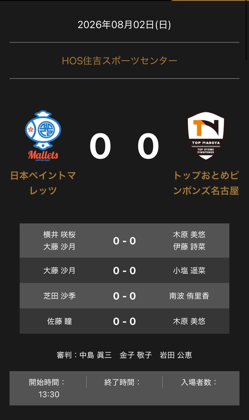 ノジマＴリーグ 2026-2027 公式戦 8月2日開催 九州カリーナ vs 木下アビエル神奈川 対戦オーダー発表