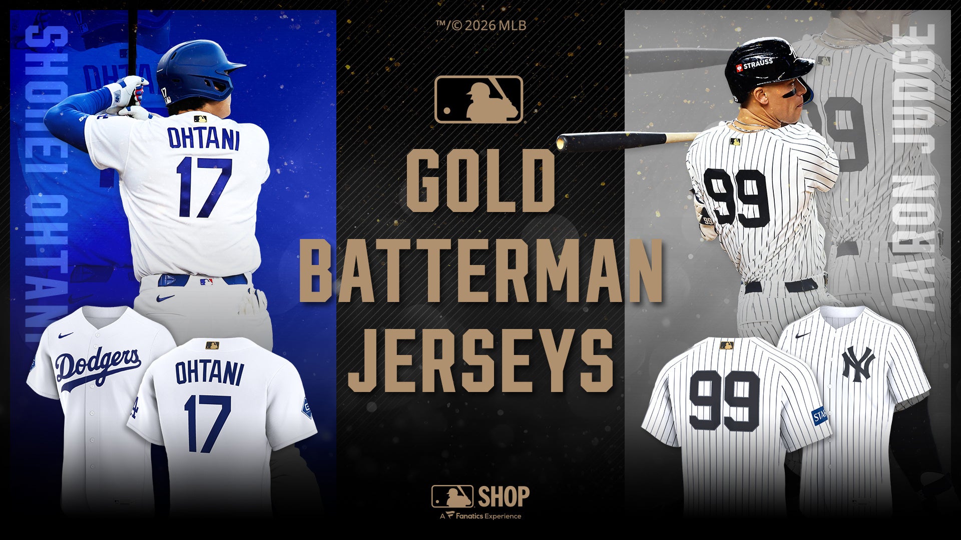 名誉あるスーパースターたちの輝きを　MLBゴールドバッターマンオーセンティックジャージを販売開始！