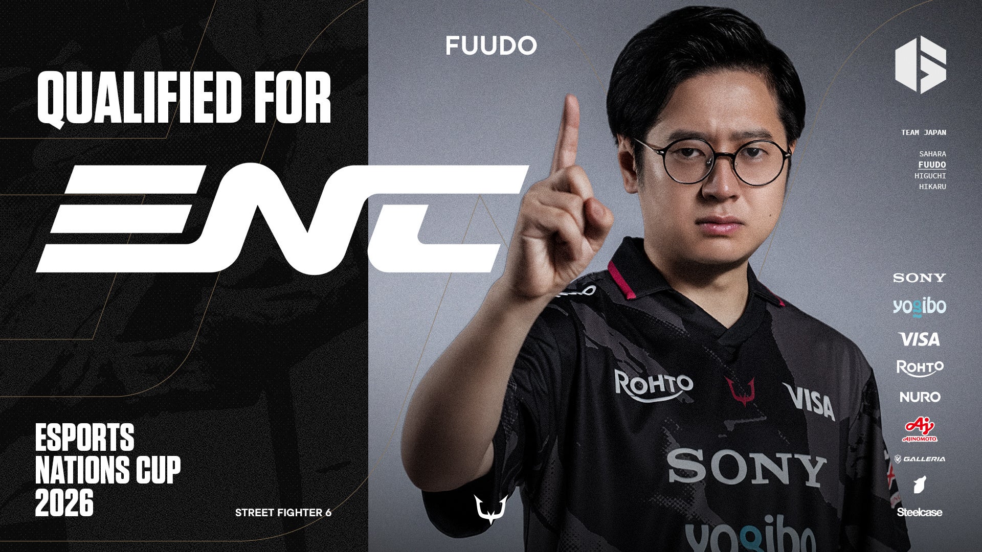eスポーツチーム「REJECT」STREET FIGHTER部門 ふ～ど、『Esports Nations Cup 2026』日本代表メンバーに選出