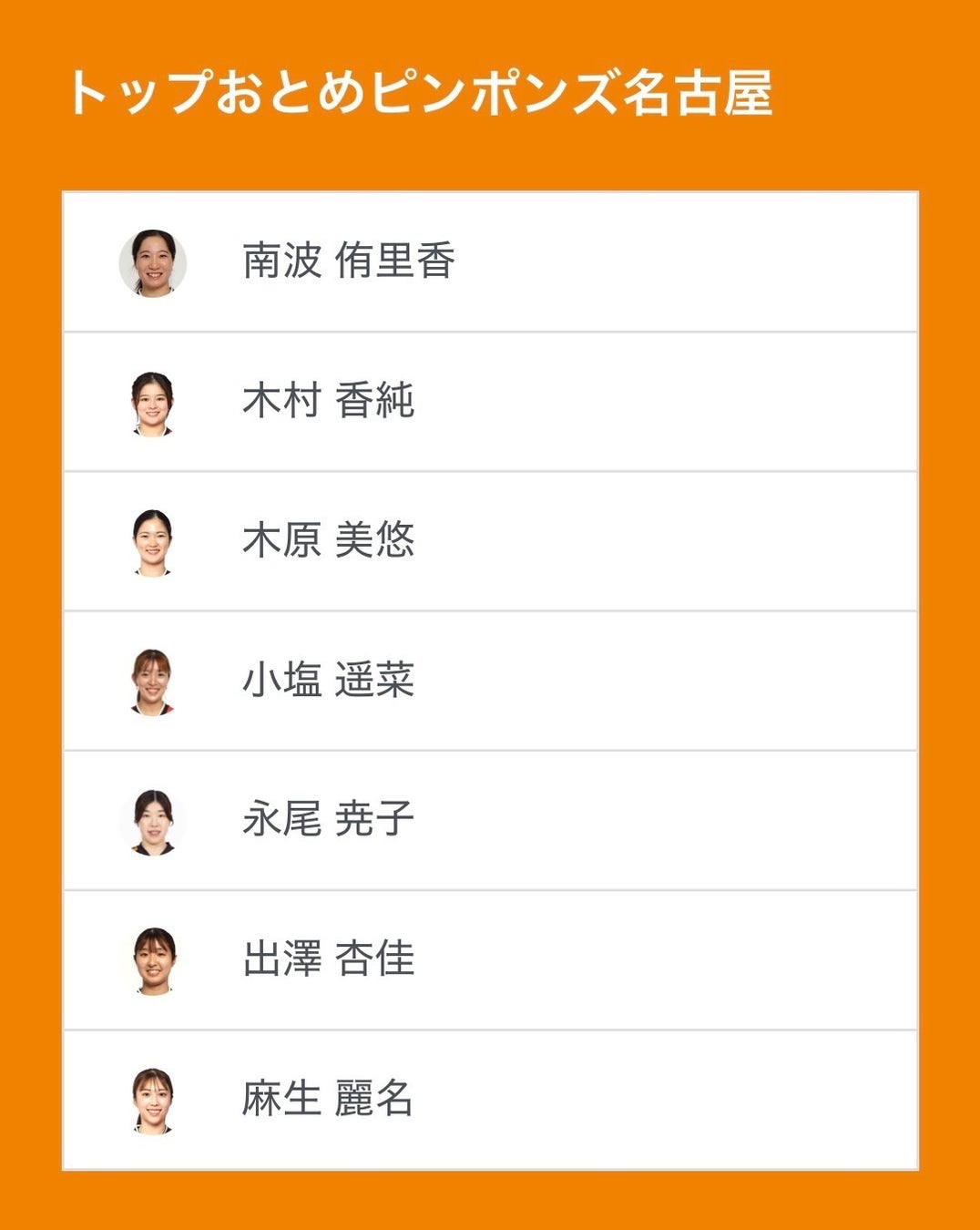 ノジマＴリーグ 2026-2027シーズン 公式戦 8月15日(土)開催 　トップおとめピンポンズ名古屋 vs 九州カリーナ ベンチ入り選手を発表