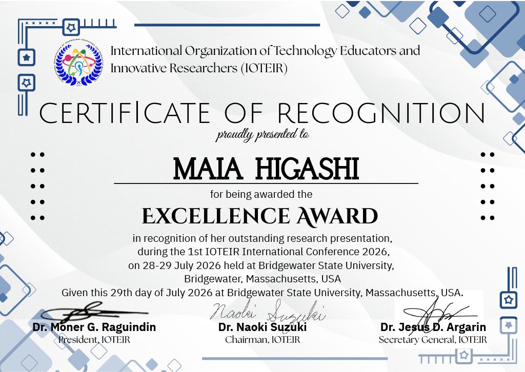 米国開催の国際学会「IOTEIR 2026」にて「Excellence Award」を受賞！デジタル体力テスト『ALPHA』による「生涯続く健康教育」の実践事例を発表