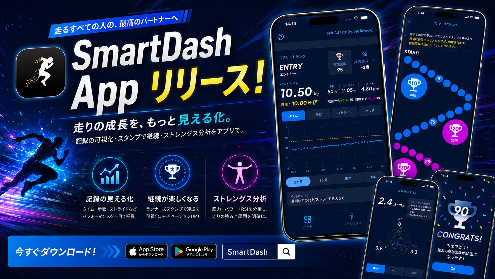 走る全ての人の、最高のパートナーへ！自己ベスト更新の最短ルートを可視化するアプリ「Smart Dash App」がリリース