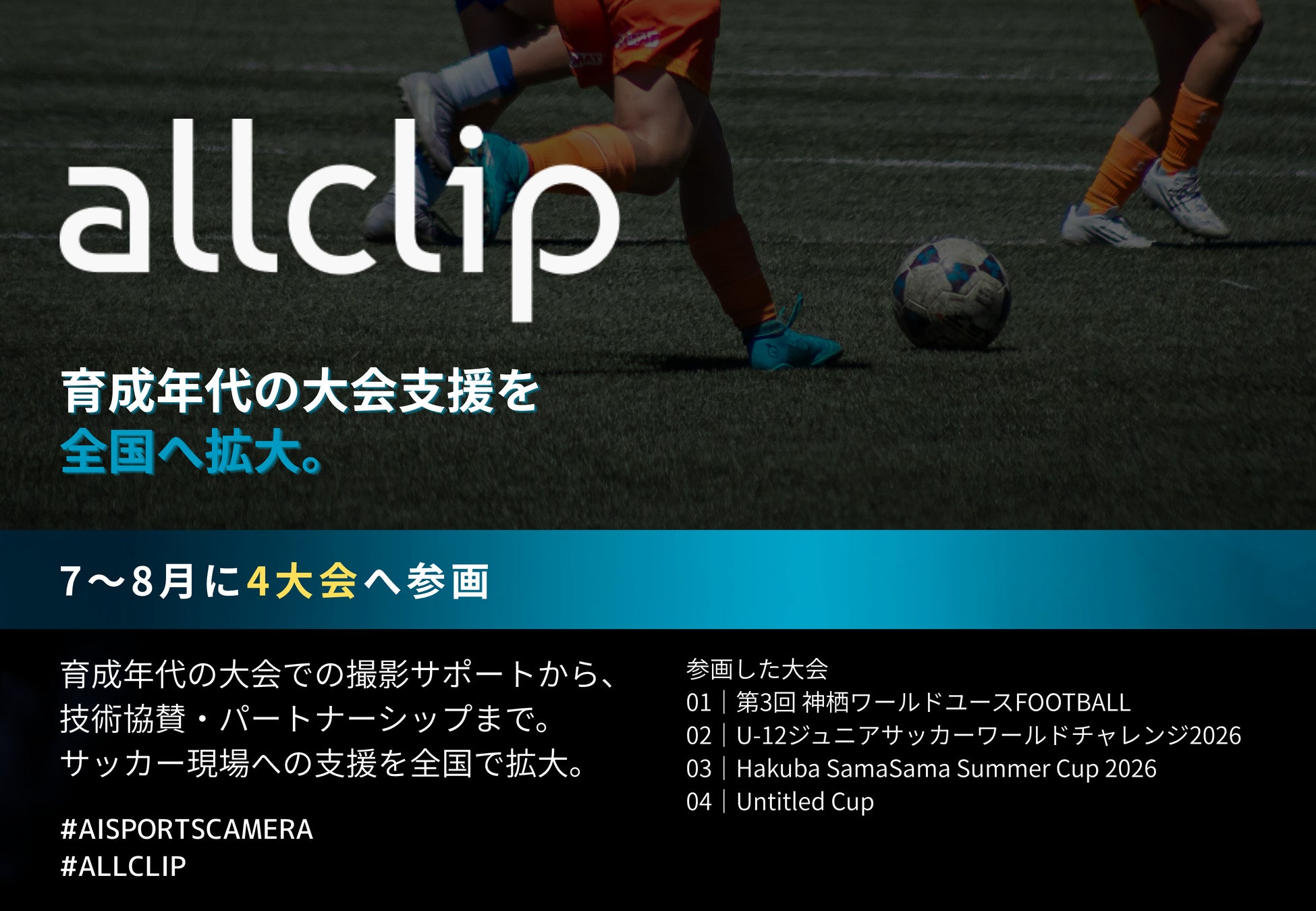 AllClip、育成年代の大会支援を全国へ拡大。7〜8月に4大会へ参画