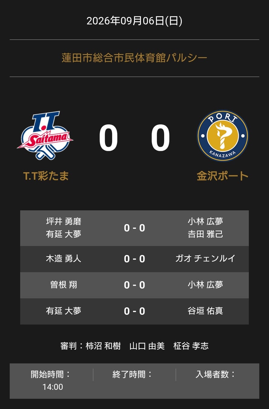 ノジマＴリーグ 2026-2027 公式戦 9月6日開催 九州カリーナ vs 日本生命レッドエルフ 対戦オーダー発表