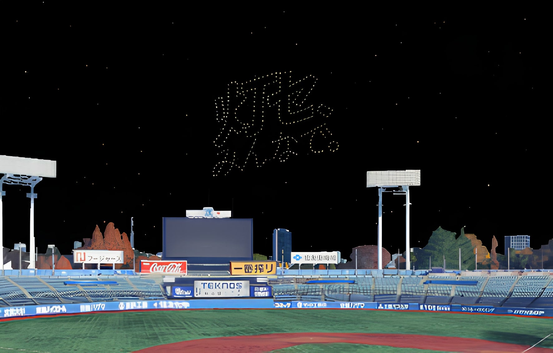 レッドクリフ、CO₂排出量実質ゼロの特別なナイターを彩るドローンショーを実施